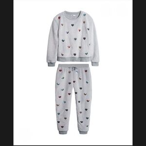 Epic Threads Big Girl's Heart Cozy Sweatshirt & Pant Set - Gray